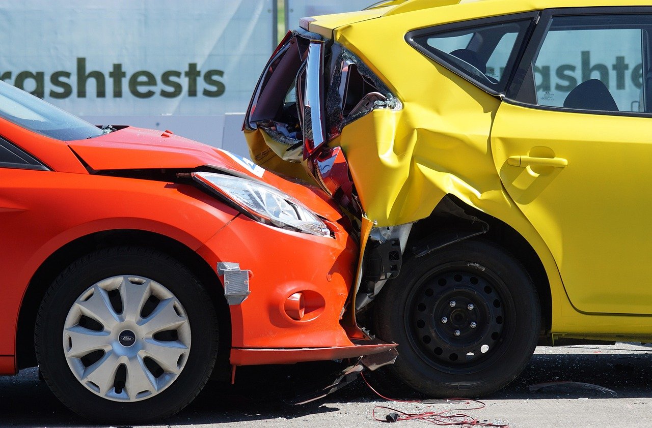 Two cars involved in a rear-end collision, often leading to secondary victim claims for psychiatric injury